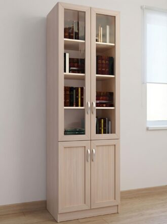 Шкаф книжный Вита 2 3 Дуб молочный в интерьере