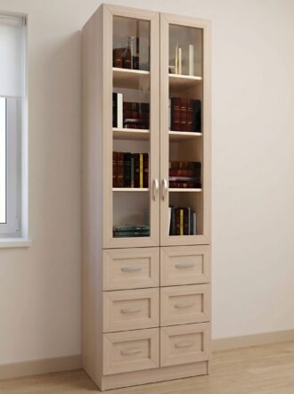 Шкаф книжный Вита 2 5 Дуб молочный в интерьере