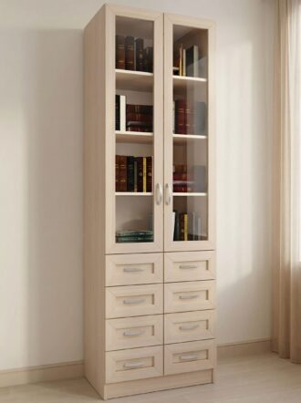 Шкаф книжный Вита 2 6 Дуб молочный в интерьере