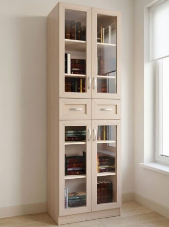 Шкаф книжный Вита 2 7 Дуб молочный в интерьере