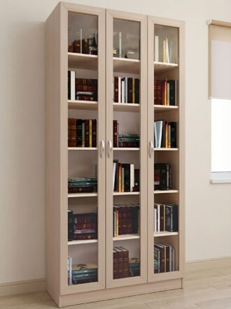Шкаф книжный Вита 3 1 Дуб молочный в интерьере