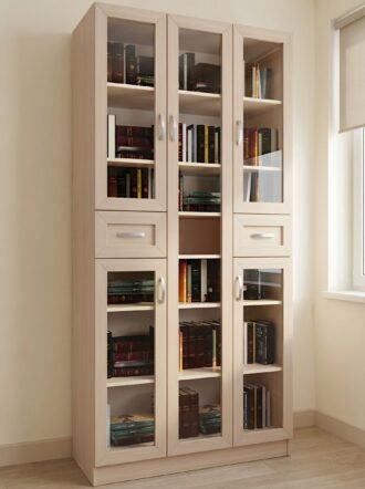 Шкаф книжный Вита 3 10 Дуб молочный в интерьере