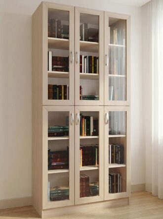 Шкаф книжный Вита 3 2 Дуб молочный в интерьере
