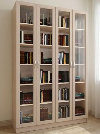 Шкаф книжный Вита 4 1 Дуб молочный в интерьере