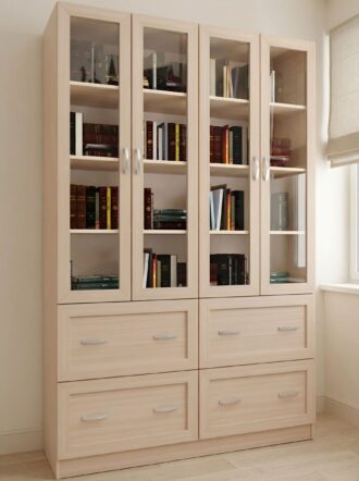 Шкаф книжный Вита 4 10 Дуб молочный в интерьере