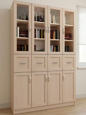 Шкаф книжный Вита 4 13 Дуб молочный в интерьере