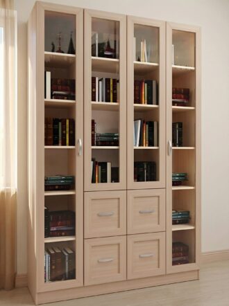 Шкаф книжный Вита 4 14 Дуб молочный в интерьере