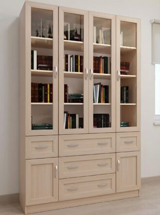 Шкаф книжный Вита 4 15 Дуб молочный в интерьере