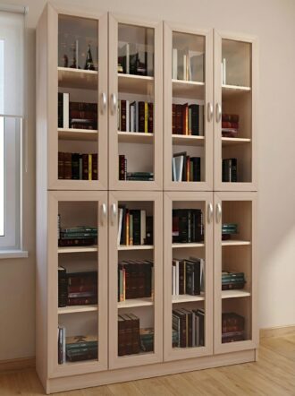 Шкаф книжный Вита 4 2 Дуб молочный в интерьере