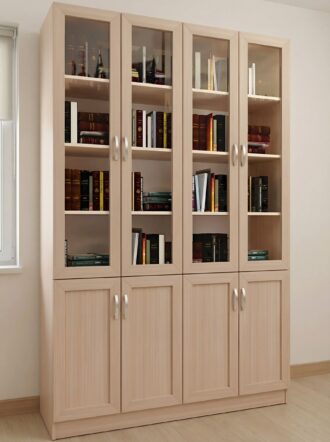 Шкаф книжный Вита 4 3 Дуб молочный в интерьере