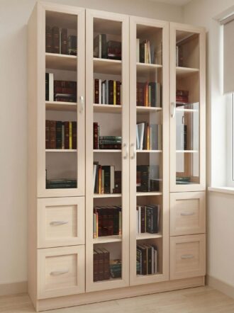 Шкаф книжный Вита 4 8 Дуб молочный в интерьере