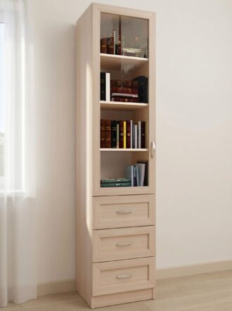Шкаф пенал книжный Вита 1 5 Дуб молочный в интерьере