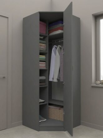 Шкаф угловой распашной Анри 1 Графит в интерьере
